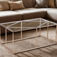 42" Clear and Champagne Glass and Metal Coffee Table