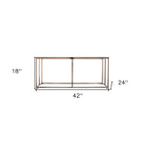 42" Clear and Champagne Glass and Metal Coffee Table