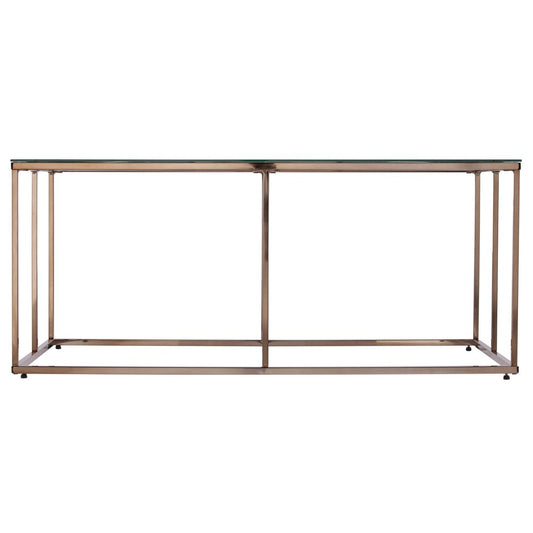 42" Clear and Champagne Glass and Metal Coffee Table