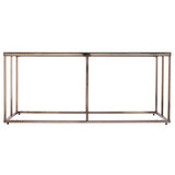 42" Clear and Champagne Glass and Metal Coffee Table