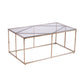 42" Clear and Champagne Glass and Metal Coffee Table