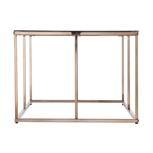 42" Clear and Champagne Glass and Metal Coffee Table