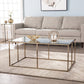 42" Clear and Champagne Glass and Metal Coffee Table