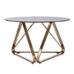 31" Smoky Black and Gold Glass and Metal Round Coffee Table