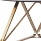31" Smoky Black and Gold Glass and Metal Round Coffee Table