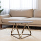 31" Smoky Black and Gold Glass and Metal Round Coffee Table