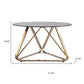 31" Smoky Black and Gold Glass and Metal Round Coffee Table