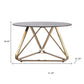 31" Smoky Black and Gold Glass and Metal Round Coffee Table