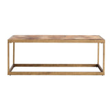 48" Natural And Natural Brown Solid Wood And Metal Rectangular Coffee Table