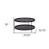 33" Black Manufactured Wood And Metal Round Coffee Table