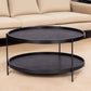 33" Black Manufactured Wood And Metal Round Coffee Table