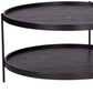 33" Black Manufactured Wood And Metal Round Coffee Table