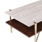 47" Brass Manufactured Wood And Metal Rectangular Coffee Table