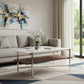 47" Brass Manufactured Wood And Metal Rectangular Coffee Table