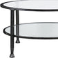 36" Black Glass And Metal Round Coffee Table