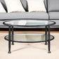 36" Black Glass And Metal Round Coffee Table