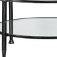 36" Black Glass And Metal Round Coffee Table