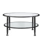 36" Black Glass And Metal Round Coffee Table