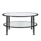 36" Black Glass And Metal Round Coffee Table