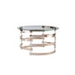 32" Clear And Champagne Glass And Metal With Iron Round Coffee Table