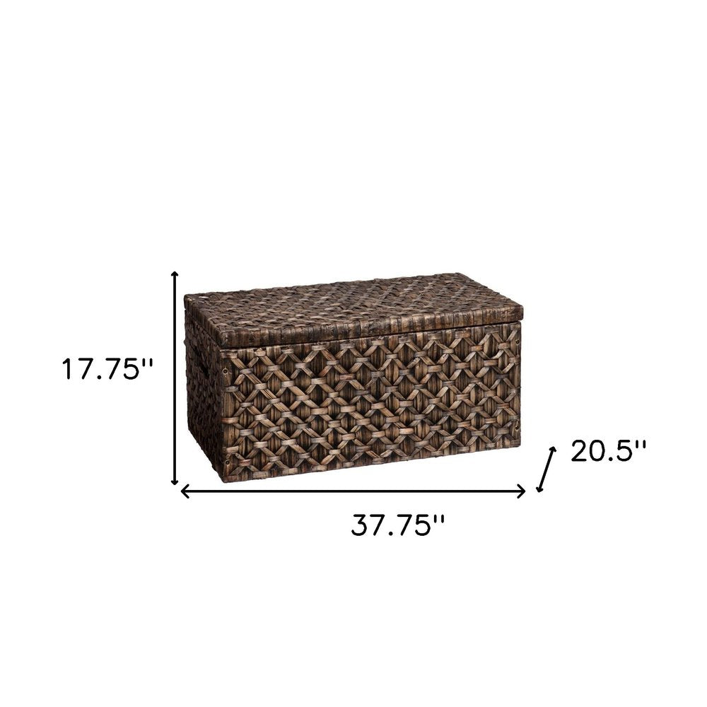 38" Brown Manufactured Wood And Metal Rectangular Coffee Table