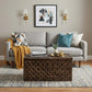 38" Brown Manufactured Wood And Metal Rectangular Coffee Table