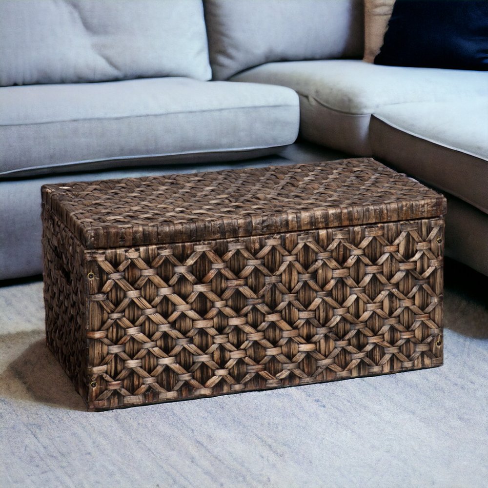 38" Brown Manufactured Wood And Metal Rectangular Coffee Table