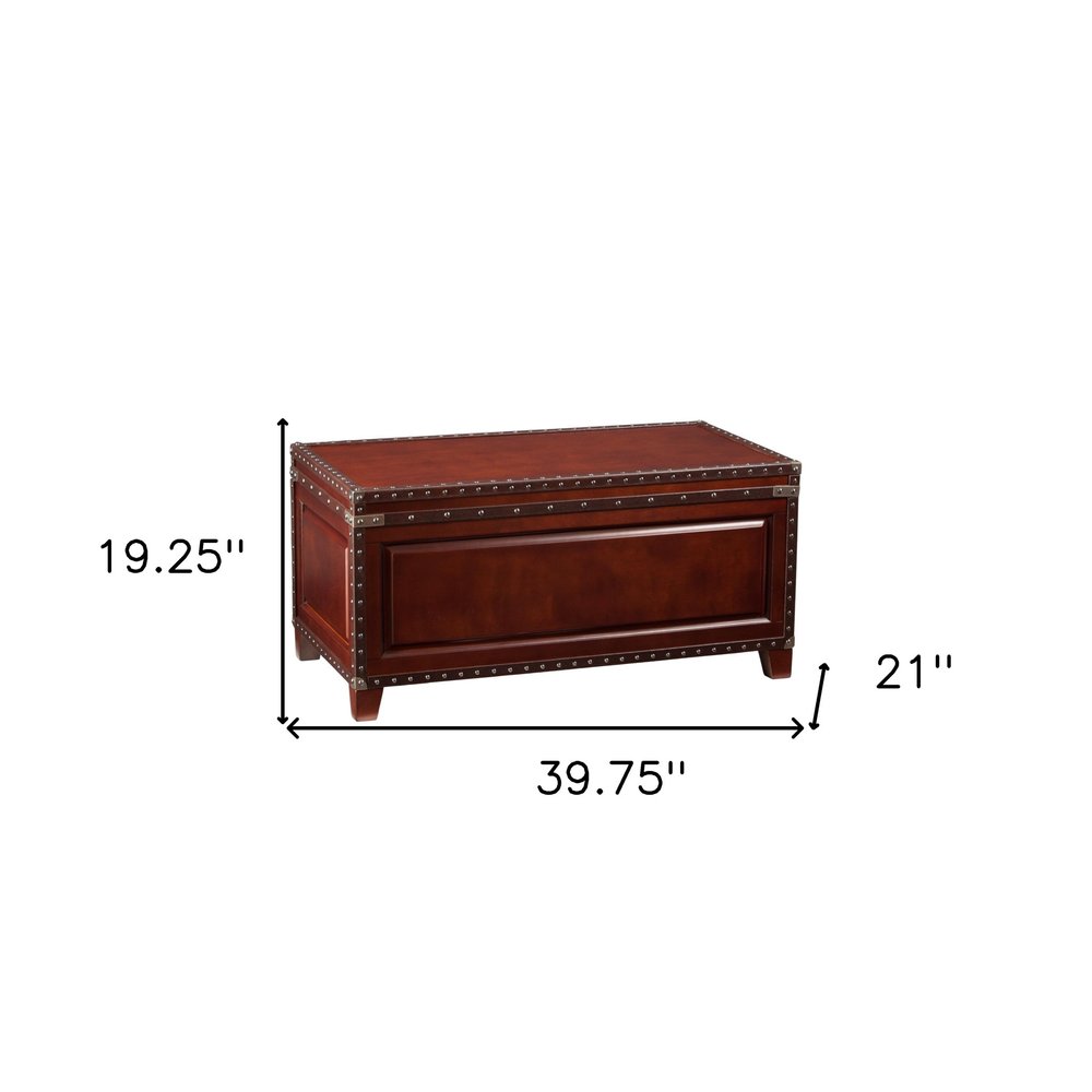 40" Brown Solid Wood And Metal Rectangular Coffee Table
