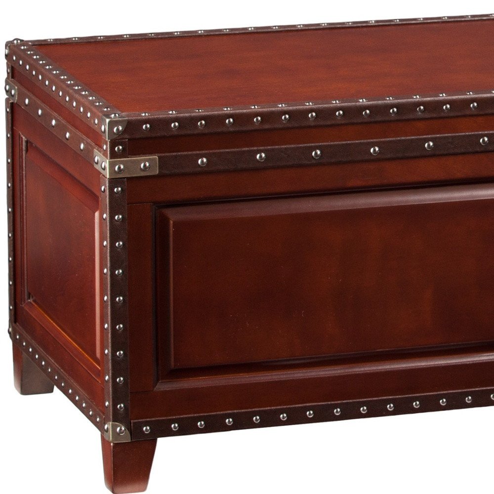 40" Brown Solid Wood And Metal Rectangular Coffee Table