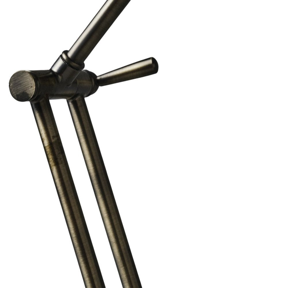 18" Antiqued Bronze Adjustable Swing Arm Desk Lamp USB With Antiqued Bronze Shade