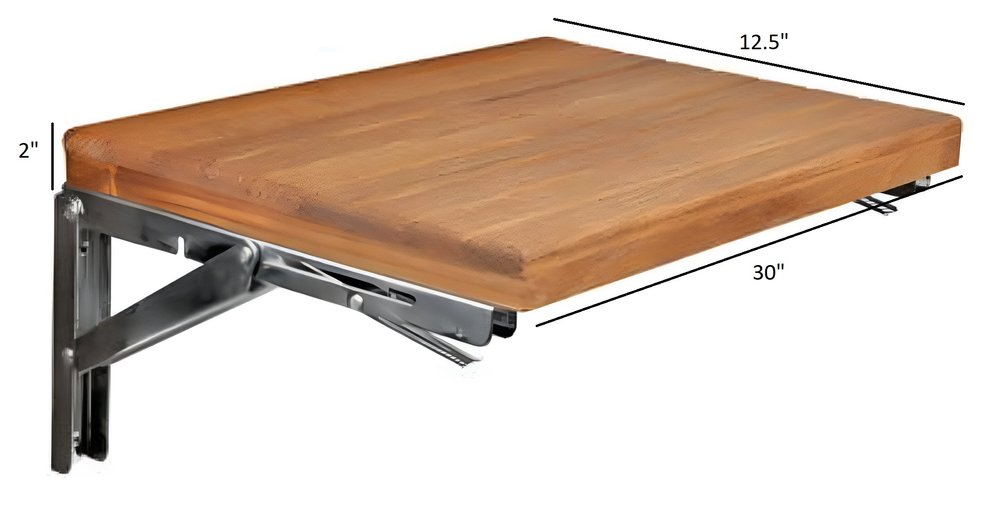 30" Brown Premium Wall Mount Teak Shower Bench