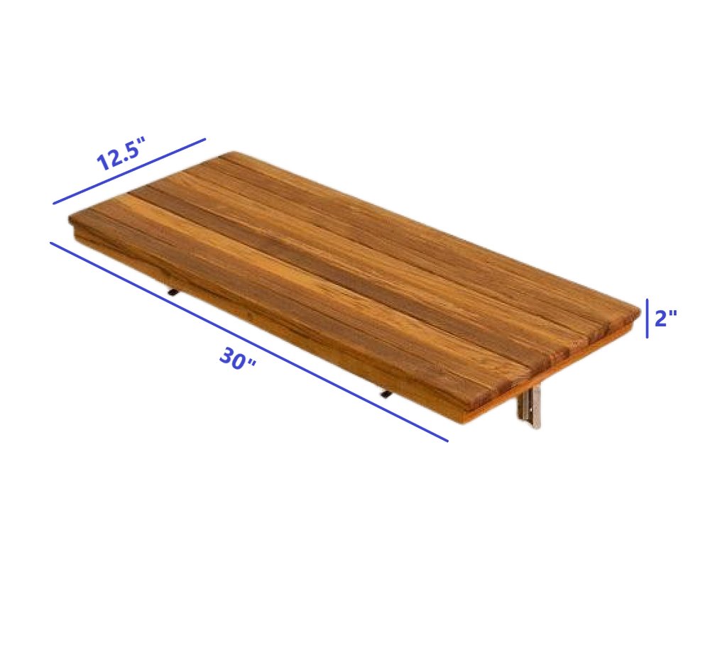 30" Brown Premium Wall Mount Teak Shower Bench