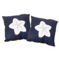 Set of Two Blue and White Starfish Throw Pillows