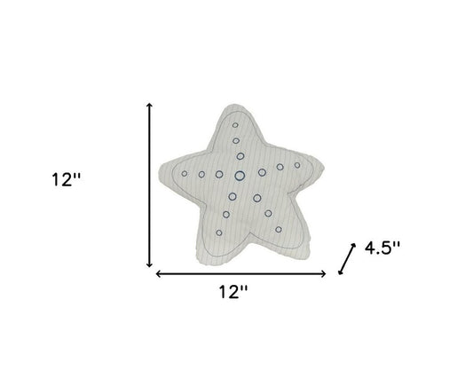 Set of Two 12" White Starfish Coastal Throw Pillows
