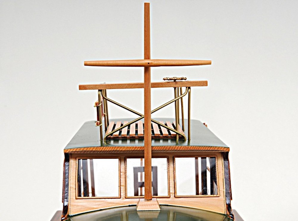 15" Black and Green Solid Wood Hand Painted 1934 Hemingway Pilar Fishing Boat Model Boat