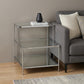 24" Silver And Clear Glass Mirrored End Table