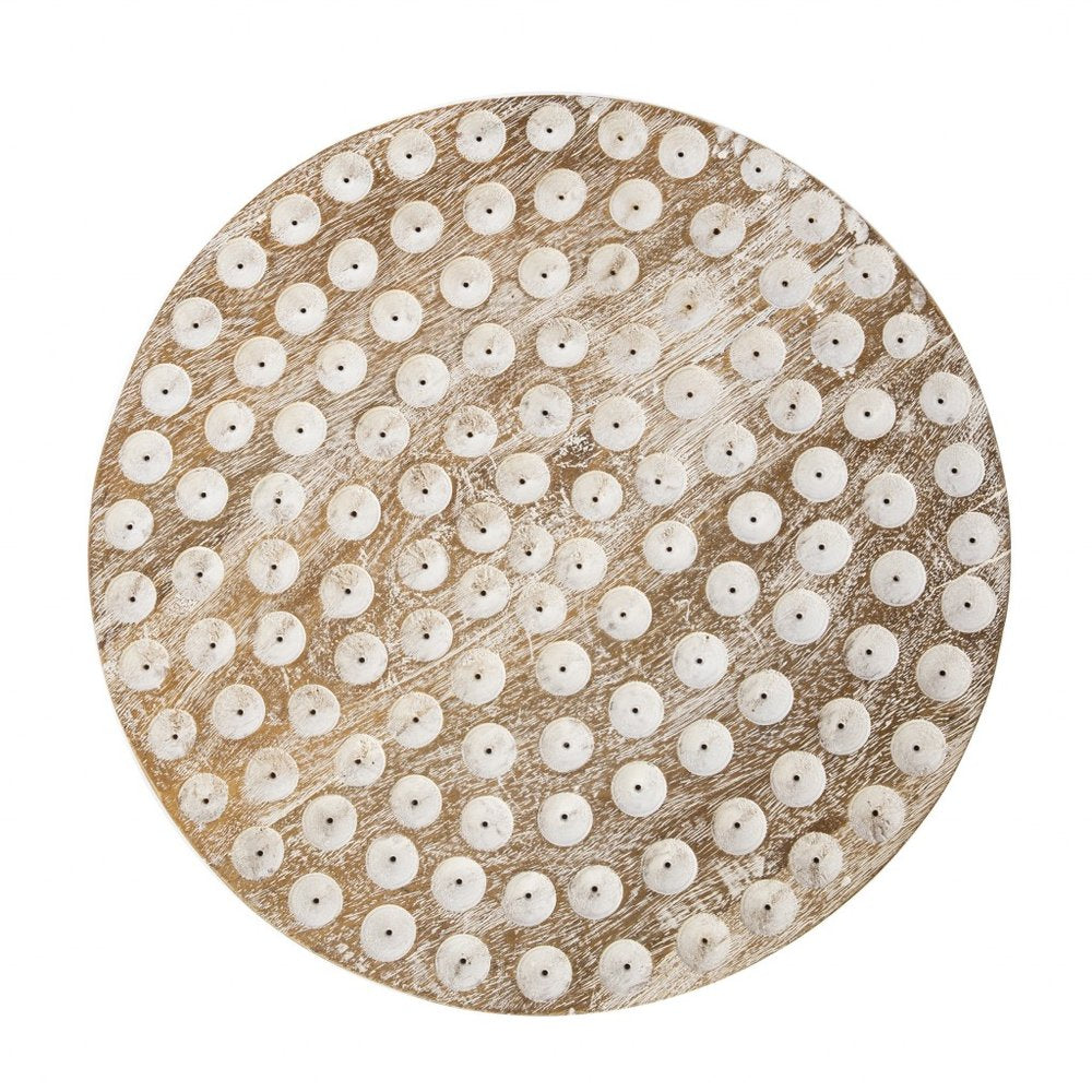 18" Washed White Solid Wood Round End Table