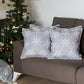 Set of 4 Gray and White Snowflakes Throw Pillows