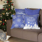 Set Of Four 18" X 18" Blue Zippered Polyester Christmas Reindeer Throw Pillow