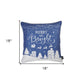 Set Of Four 18" X 18" Blue Zippered Polyester Christmas Reindeer Throw Pillow