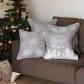 Set of Four Gray and White Christmas Snowflakes Throw Pillow