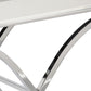 42" Silver Mirrored Glass and Metal Cross Leg Console Table