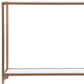 56" Clear and Gold Glass Mirrored Frame Console Table With Shelves