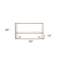 52" Clear and Gold Mirrored Glass and Metal Sled Console Table With Shelf