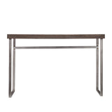 46" Gray Brown and Silver Wood and Metal Distressed Sled Console Table