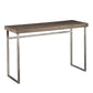 46" Gray Brown and Silver Wood and Metal Distressed Sled Console Table