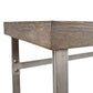 46" Gray Brown and Silver Wood and Metal Distressed Sled Console Table
