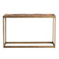 48" Natural and Brass Solid Wood and Iron Frame Console Table