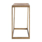 48" Natural and Brass Solid Wood and Iron Frame Console Table