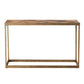 48" Natural and Brass Solid Wood and Iron Frame Console Table